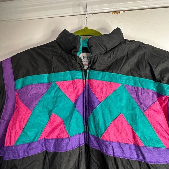 VTG 80’s Huband for Her Puffer Jacket. Geometric pattern Pink, Purple, Teal. Sm - Picture 9 of 15